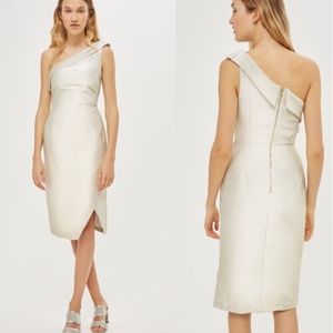Topshop metallic one shoulder dress size 6